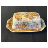 Nasco Mountain Wood-Land Tea Set - Cups, Saucers, Creamer, Sugar & Butter Dish