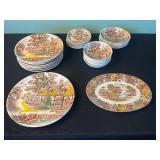 Nasco Mountain & English Cottage Japan Transferware Plates - Assorted Sizes, Two Patterns