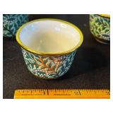 Mud Pie Turquoise Floral Porcelain Tea Set with Gold Trim - Teapots, Plate, Cups