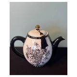 Mud Pie Turquoise Floral Porcelain Tea Set with Gold Trim - Teapots, Plate, Cups