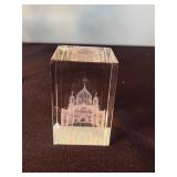 Crystal Etched Floral Three-Arm Candelabrum Centerpiece with Glass Goblets