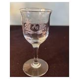 Crystal Etched Floral Three-Arm Candelabrum Centerpiece with Glass Goblets