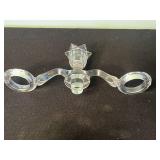 Crystal Etched Floral Three-Arm Candelabrum Centerpiece with Glass Goblets
