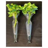 Crystal Etched Floral Three-Arm Candelabrum Centerpiece with Glass Goblets