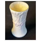 Belleek Assorted Porcelain Miniatures - Bunny in Egg Arch, Leaf Dish, Ribbed Vase & Lidded Jar
