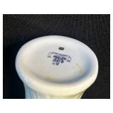 Belleek Assorted Porcelain Miniatures - Bunny in Egg Arch, Leaf Dish, Ribbed Vase & Lidded Jar