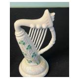 Belleek Ireland Porcelain Harp & Tall Vase with Shamrock Motifs