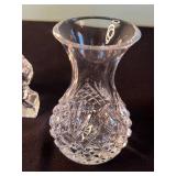 Waterford Crystal Glass Clock with Lidded Sugar Jar and Tall Vase (Lot of 3)