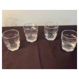 Assorted Clear Glass Stemware with Etched Leaves - Includes Russ Berrie Vase & Floral Plate