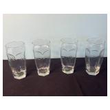 Assorted Clear Glass Stemware with Etched Leaves - Includes Russ Berrie Vase & Floral Plate