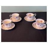 Royal Albert Sweet Violets Bone China Teacups & Saucers (Lot of 4)