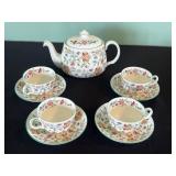Minton Haddon Hall Bone China Tea Set - Teapot with Teacups & Saucers (England)