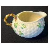 Belleek Ireland Teapot with Clover Pattern and Basket-Weave Texture