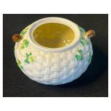 Belleek Ireland Teapot with Clover Pattern and Basket-Weave Texture