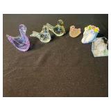 Assorted Glass Swan Figurines & Floral Vase (Lot of 6)