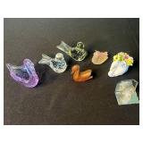 Assorted Glass Swan Figurines & Floral Vase (Lot of 6)