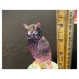 Assorted Glass Figurines & Vase - Red Etched Vase, Purple Bird, Red Crab (Lot of 6)