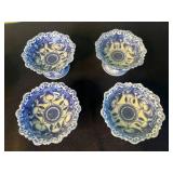 Royal Albert Moonlight Rose 2-Tier Cake Stand - Pink Rose Plates & Blue and White Pedestal Bowls