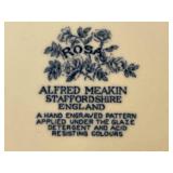 Alfred Meakin Hand Engraved Pattern Teapot with Matching Blue-White Plates - Staffordshire England