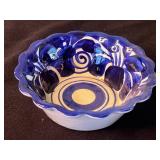 Alfred Meakin Hand Engraved Pattern Teapot with Matching Blue-White Plates - Staffordshire England