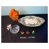 HomeWorx by Holiday Pumpkin Candle Warmer - & Holiday Platter & Glass Decor