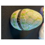 Assorted Easter Decor: Plush Bunny Bags, Decorative Eggs & Churchill Ceramics & Aynsley Creamer
