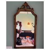 Gilded Rococo Overmantel Mirror with Ornate Crest Top - Antique Style