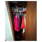 Hall Closet Contents w Monopoly, Clue, Dino-OPOLY & London Fog Mixed Board Game, L/XL Coats