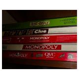 Hall Closet Contents w Monopoly, Clue, Dino-OPOLY & London Fog Mixed Board Game, L/XL Coats