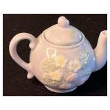 Limoges Trinket Box, Aynsley Wild Tudor Floral Figurine, Harrods Knightsbridge Teapot & Queen Portrait Plate