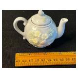 Limoges Trinket Box, Aynsley Wild Tudor Floral Figurine, Harrods Knightsbridge Teapot & Queen Portrait Plate