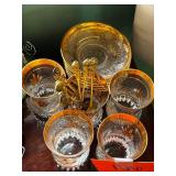 Vintage Crystal Glassware Set with Gold Trim - Plates, Goblets & Spoons