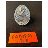 Faberge 1718 Rose Trellis Crystal Egg (no box), Capodimonte Virgin Mary Statue with Lidded Jar & Assorted Glass & Porcelain Figurines