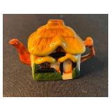 Large Tea Pot w Mini Collectible Tea Pots inc Green Jade & Russ Floral Teapot with Roses Pattern