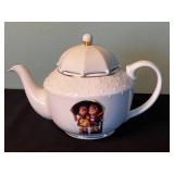M. J. Hummel Porcelain Tea Set - Stormy Weather Teapot, 3 Plaques & Figurine by Goebel