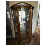 Curio Cabinet - Glass Front & Mirror Back - Arched Top Wood Frame
