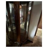 Curio Cabinet - Glass Front & Mirror Back - Arched Top Wood Frame