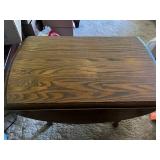 VTG Drop Leaf Table w Puzzles, Books, Office Supplies and Holder - all pieces unverified in puzzles
