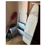 Royal SF910 Microcut Shredder, Shark Quick-Flip Vacuum (all accessories unverified), Ironing Board, Iron & Swiffer Mop