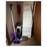 Royal SF910 Microcut Shredder, Shark Quick-Flip Vacuum (all accessories unverified), Ironing Board, Iron & Swiffer Mop