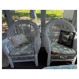 Wicker Armchairs with Cushions & Pillows - Set of 2