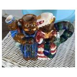 Wicker Coffee Table & Contents Inc Tea-Themed Ceramic Decor, Lamp & Books Mixed Lot