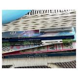 Wicker Coffee Table & Contents Inc Tea-Themed Ceramic Decor, Lamp & Books Mixed Lot