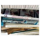 Wicker Coffee Table & Contents Inc Tea-Themed Ceramic Decor, Lamp & Books Mixed Lot