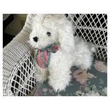 White Wicker Loveseat with Floral Cushion & Pillow - 53in Long