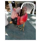 Outdoor Patio Table, 4 Plastic Unmatched Chairs, Umbrella, Base & Planters