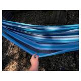 Blue Striped Hammock with Steel Stand