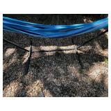 Blue Striped Hammock with Steel Stand