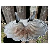 Decorative Plastic Bird Bath with Hanging Accent Wind Chime