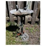 Decorative Plastic Bird Bath with Hanging Accent Wind Chime